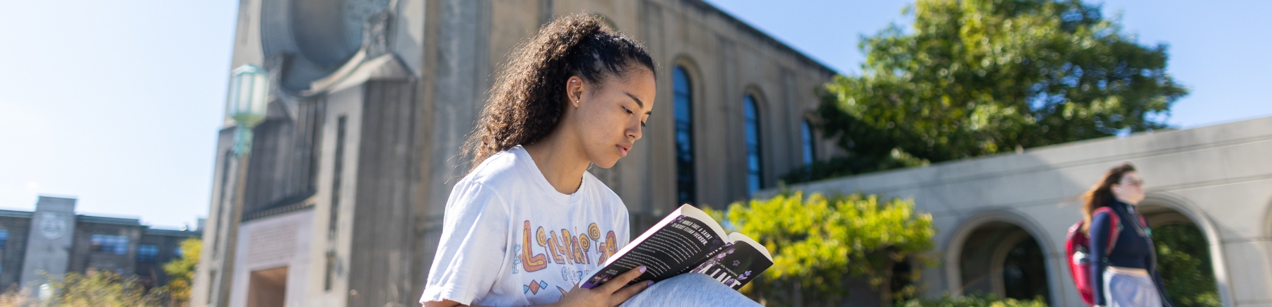 A student studies at Loyola University Chicago's Lakeshore Campus.